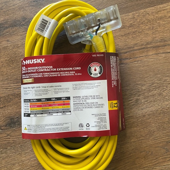 50 ft. 12/3-Gauge Triple Tap Extension Power Cord Heavy Duty Outdoor Lighted End - Picture 1 of 5